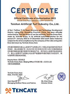 شهادة تفويض رسمية 2023 (شركة TenCate Grass Asia)